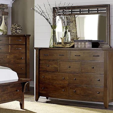 Solid Mango 9 Drawer Chest & Mirror